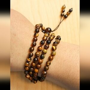 Real natural stone Mala bracelet wrap necklace stretch beads beaded surf…